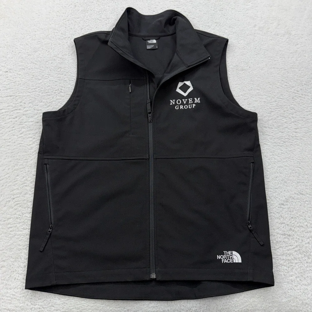 The North Face Mens Black Softshell Full Zip Vest Novem‎ Group Logo Large